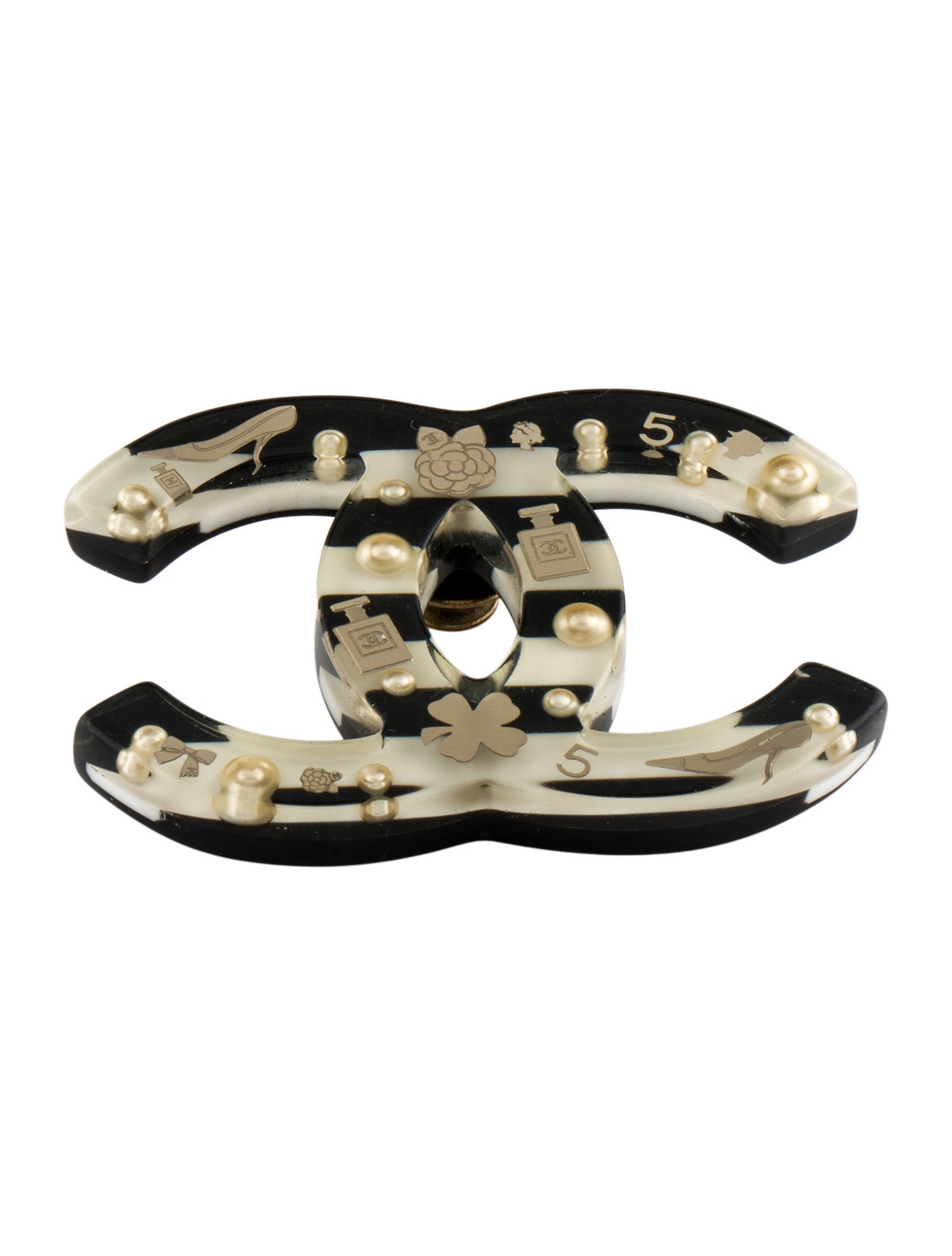 Chanel Faux Pearl & Resin CC Pin