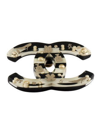 Chanel Faux Pearl & Resin CC Pin