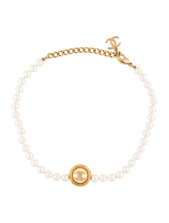 Chanel 2024 Faux Pearl CC Choker Necklace