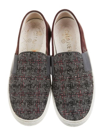Chanel Interlocking CC Logo Tweed Sneakers