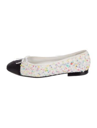 Chanel Interlocking CC Logo Tweed Ballet Flats