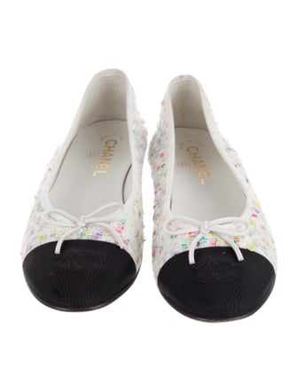 Chanel Interlocking CC Logo Tweed Ballet Flats