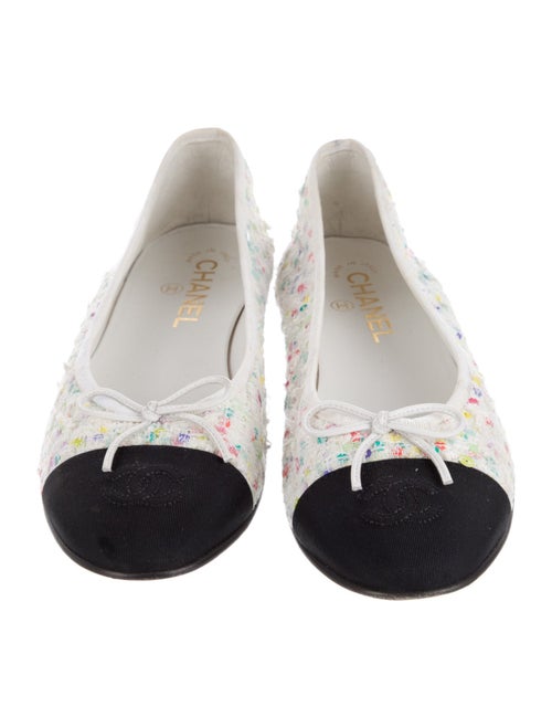 Chanel Interlocking CC Logo Tweed Ballet Flats