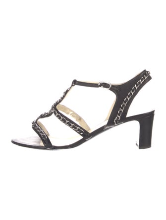 Chanel Interlocking CC Logo Leather Gladiator Sandals