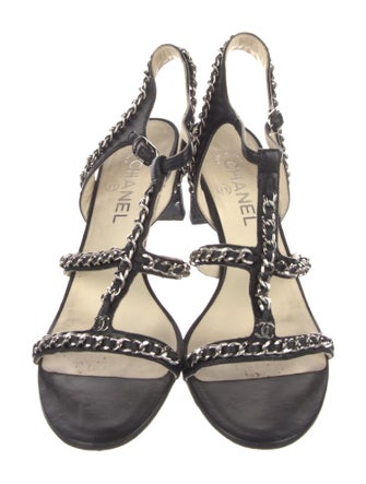 Chanel Interlocking CC Logo Leather Gladiator Sandals