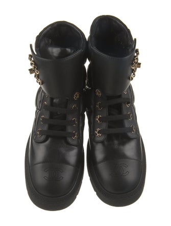 Chanel Interlocking CC Logo Leather Combat Boots