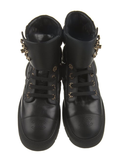 Chanel Interlocking CC Logo Leather Combat Boots