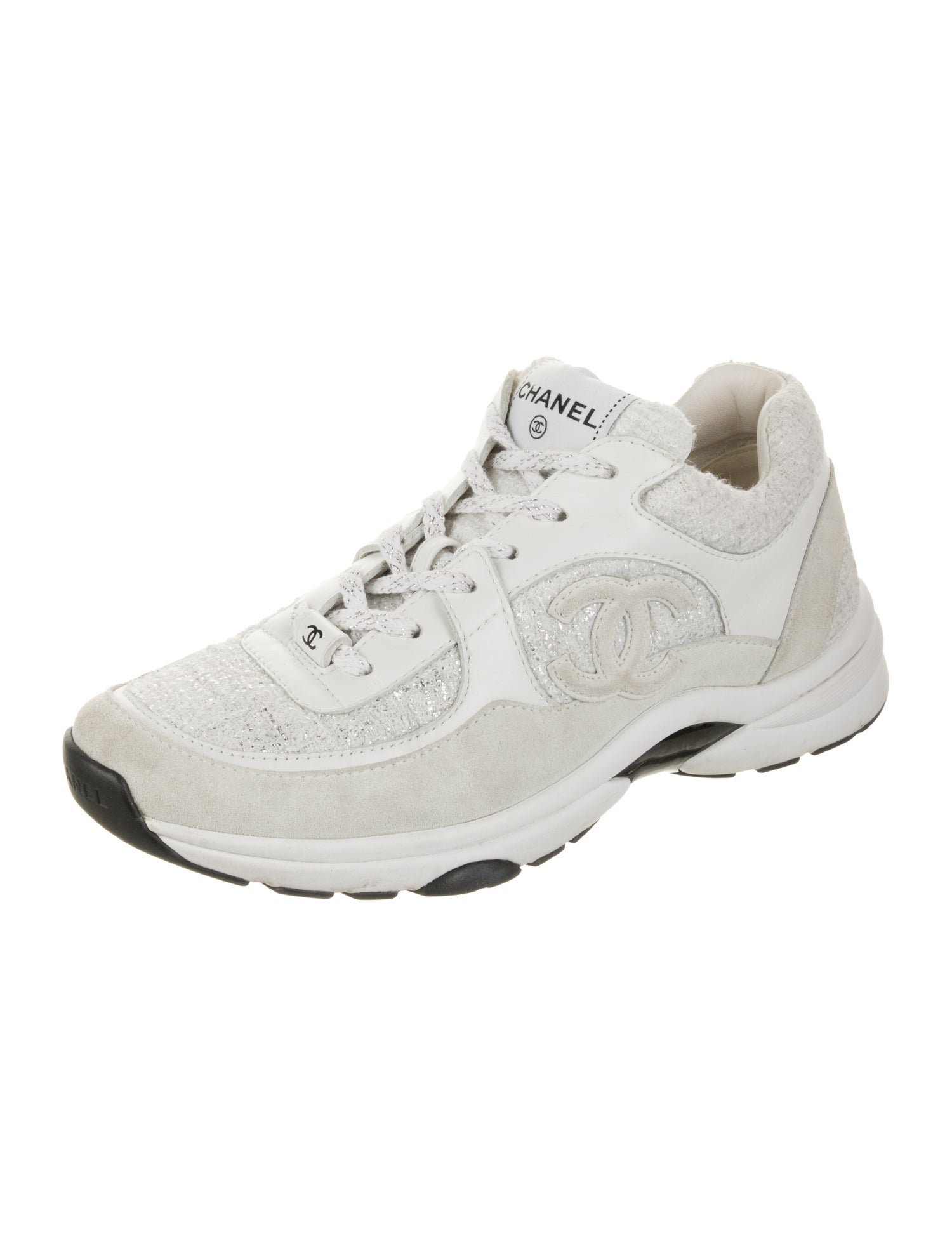 Chanel Interlocking CC Logo Tweed Sneakers