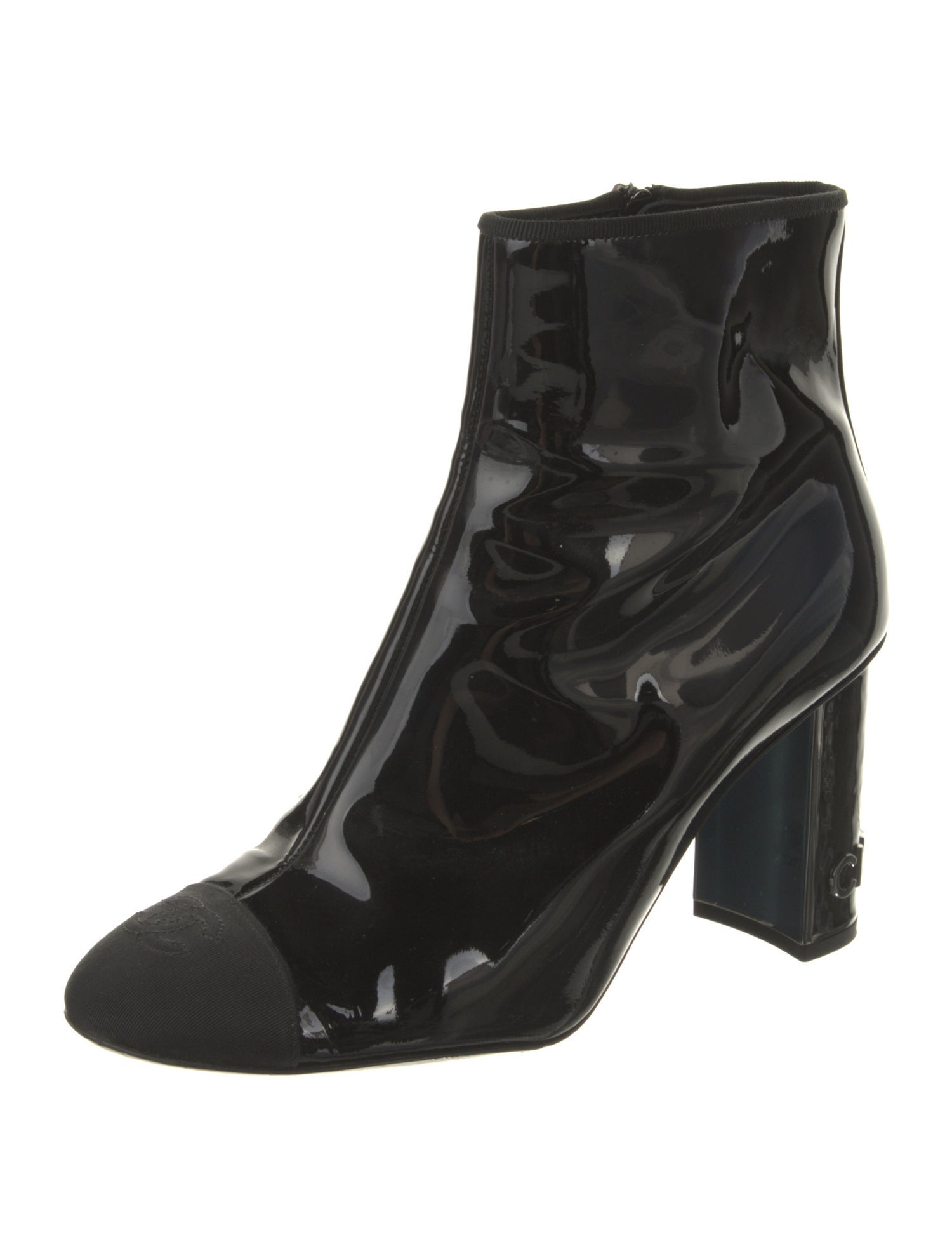 Chanel Interlocking CC Logo Patent Leather Boots