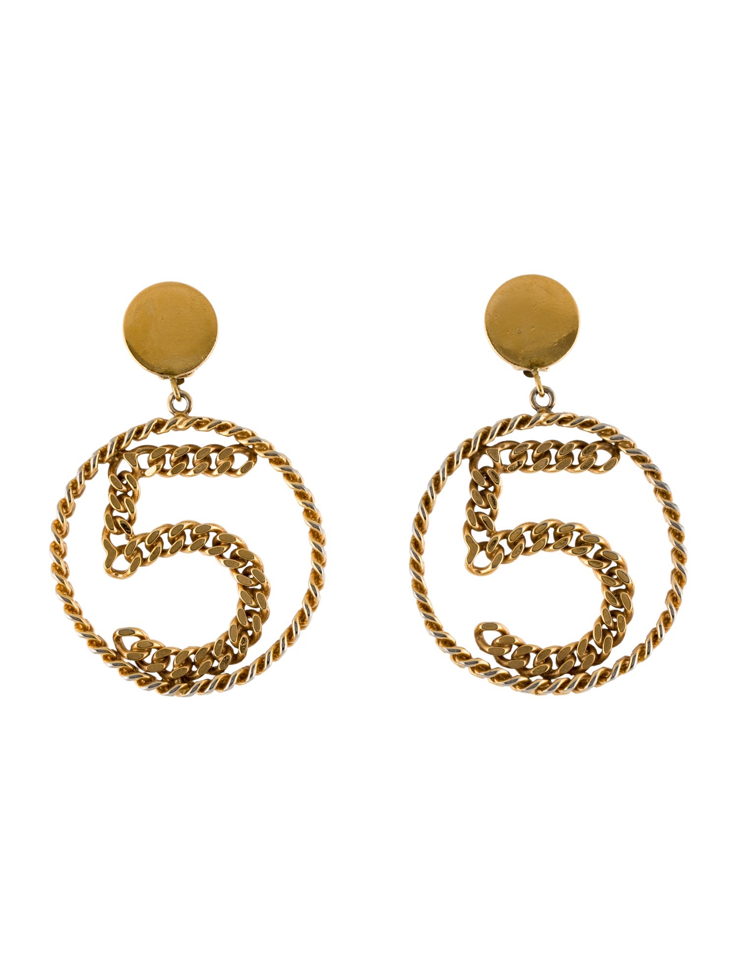 Chanel Vintage No.5 Chain Drop Clip-On Earrings