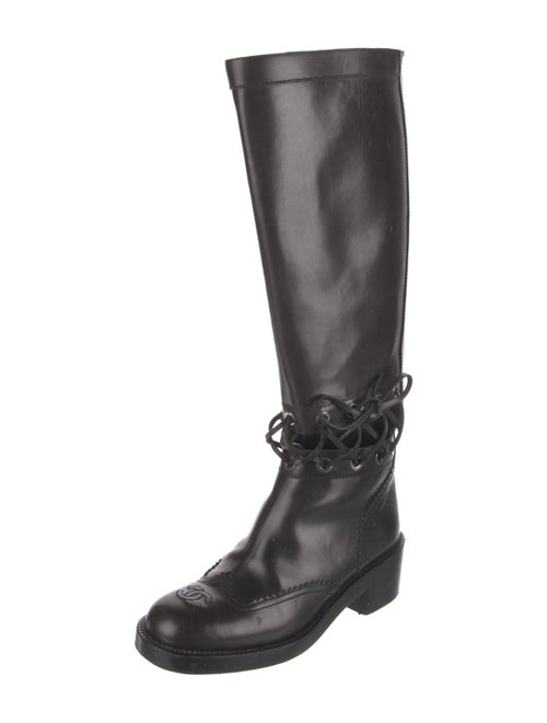 Chanel Interlocking CC Logo Leather Riding Boots