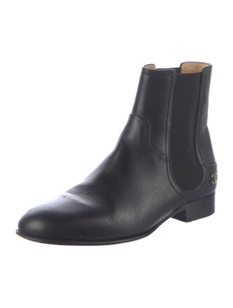 Chanel Interlocking CC Logo Leather Chelsea Boots