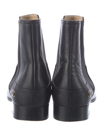 Chanel Interlocking CC Logo Leather Chelsea Boots