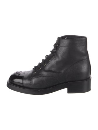 Chanel Interlocking CC Logo Leather Combat Boots