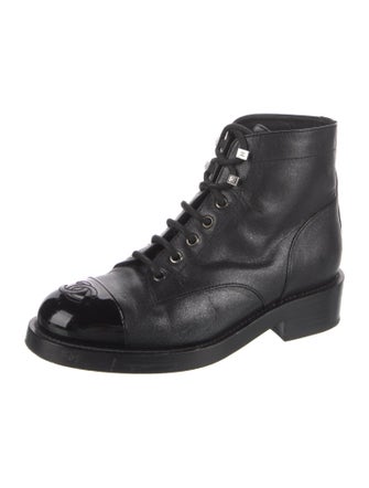 Chanel Interlocking CC Logo Leather Combat Boots