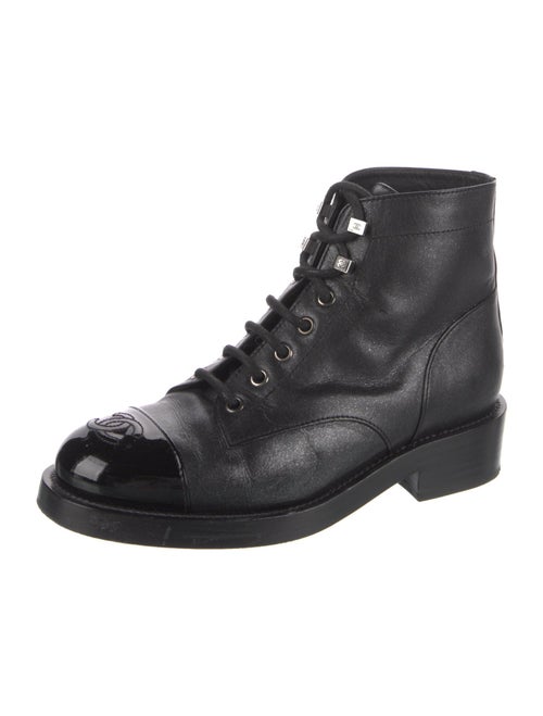 Chanel Interlocking CC Logo Leather Combat Boots