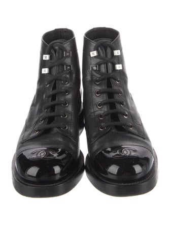 Chanel Interlocking CC Logo Leather Combat Boots