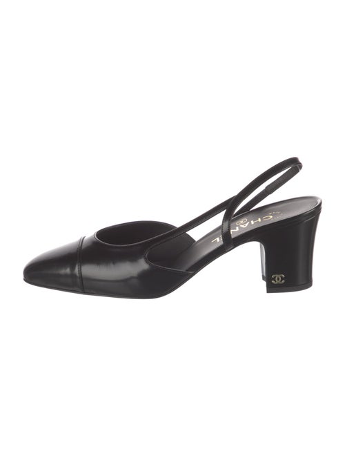 Chanel Interlocking CC Logo Leather Slingback Pumps