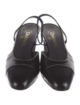 Chanel Interlocking CC Logo Leather Slingback Pumps