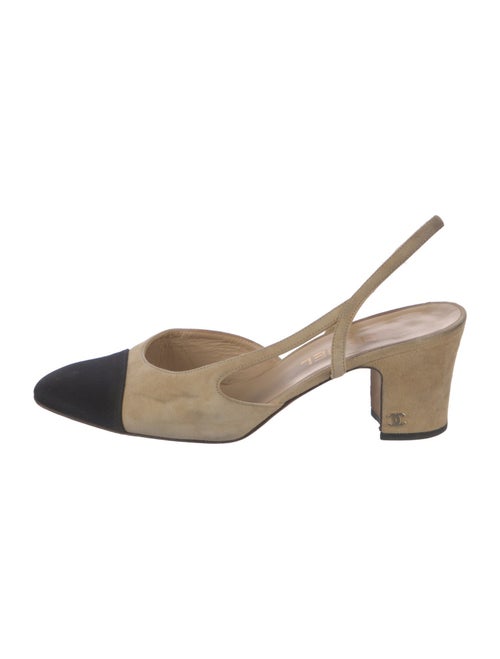 Chanel Interlocking CC Logo Suede Slingback Pumps