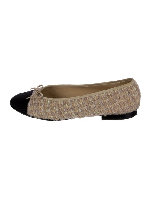 Chanel Interlocking CC Logo Tweed Ballet Flats