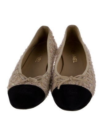 Chanel Interlocking CC Logo Tweed Ballet Flats