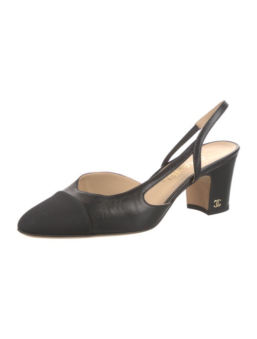 Chanel Interlocking CC Logo Leather Slingback Pumps