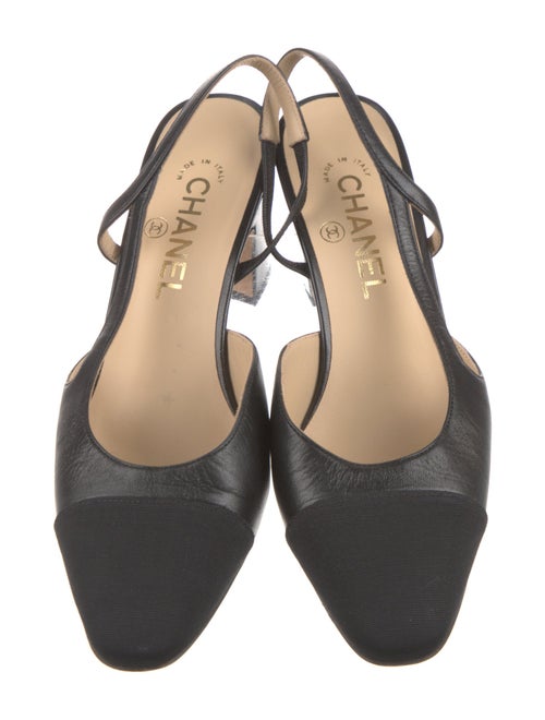 Chanel Interlocking CC Logo Leather Slingback Pumps