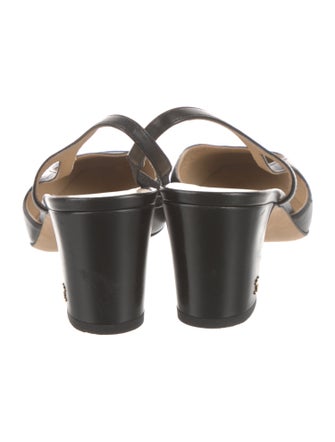 Chanel Interlocking CC Logo Leather Slingback Pumps