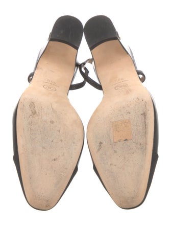 Chanel Interlocking CC Logo Leather Slingback Pumps