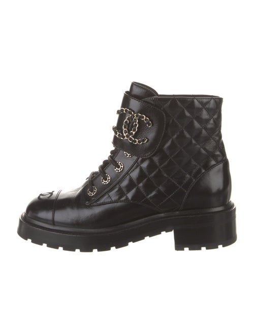 Chanel Interlocking CC Logo Leather Combat Boots