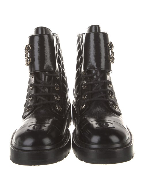 Chanel Interlocking CC Logo Leather Combat Boots