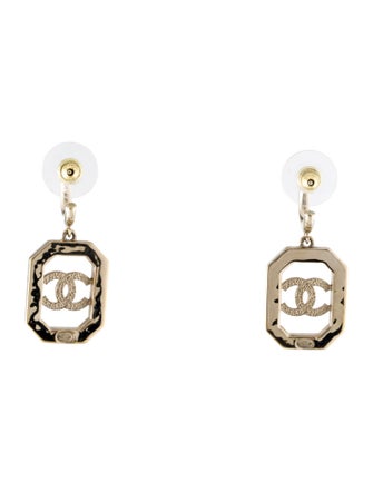 Chanel Faux Pearl & Strass CC Drop Earrings