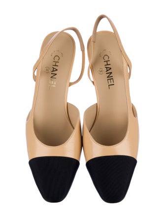 Chanel Interlocking CC Logo Lambskin Slingback Pumps