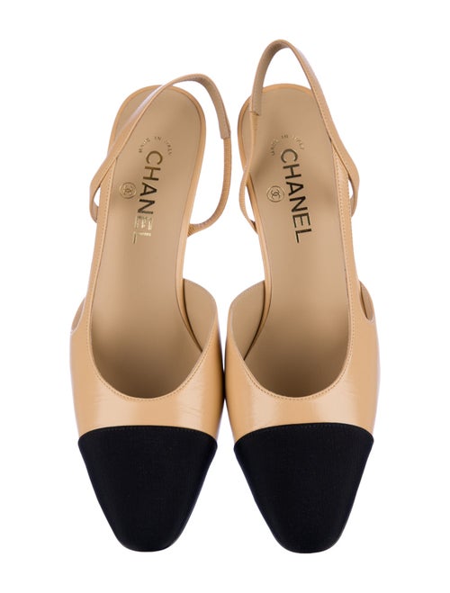 Chanel Interlocking CC Logo Lambskin Slingback Pumps