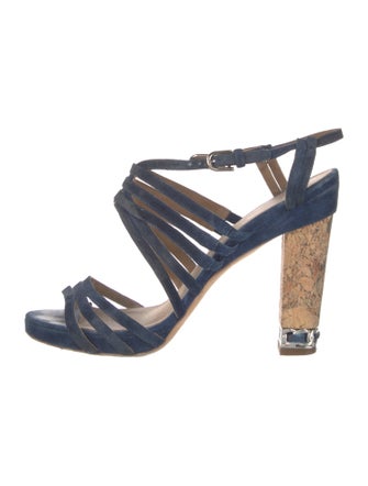 Chanel Interlocking CC Logo Suede Slingback Sandals