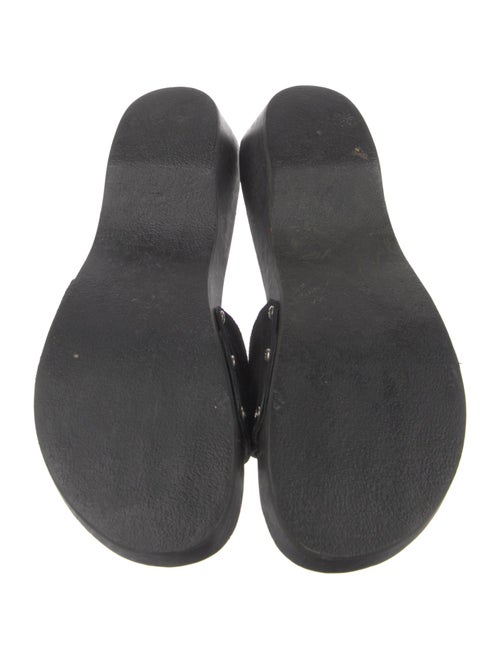 Chanel Interlocking CC Logo Suede Slides