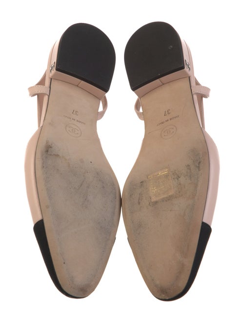 Chanel Interlocking CC Logo Leather Slingback Flats