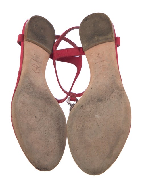 Chanel Interlocking CC Logo Leather T-Strap Sandals