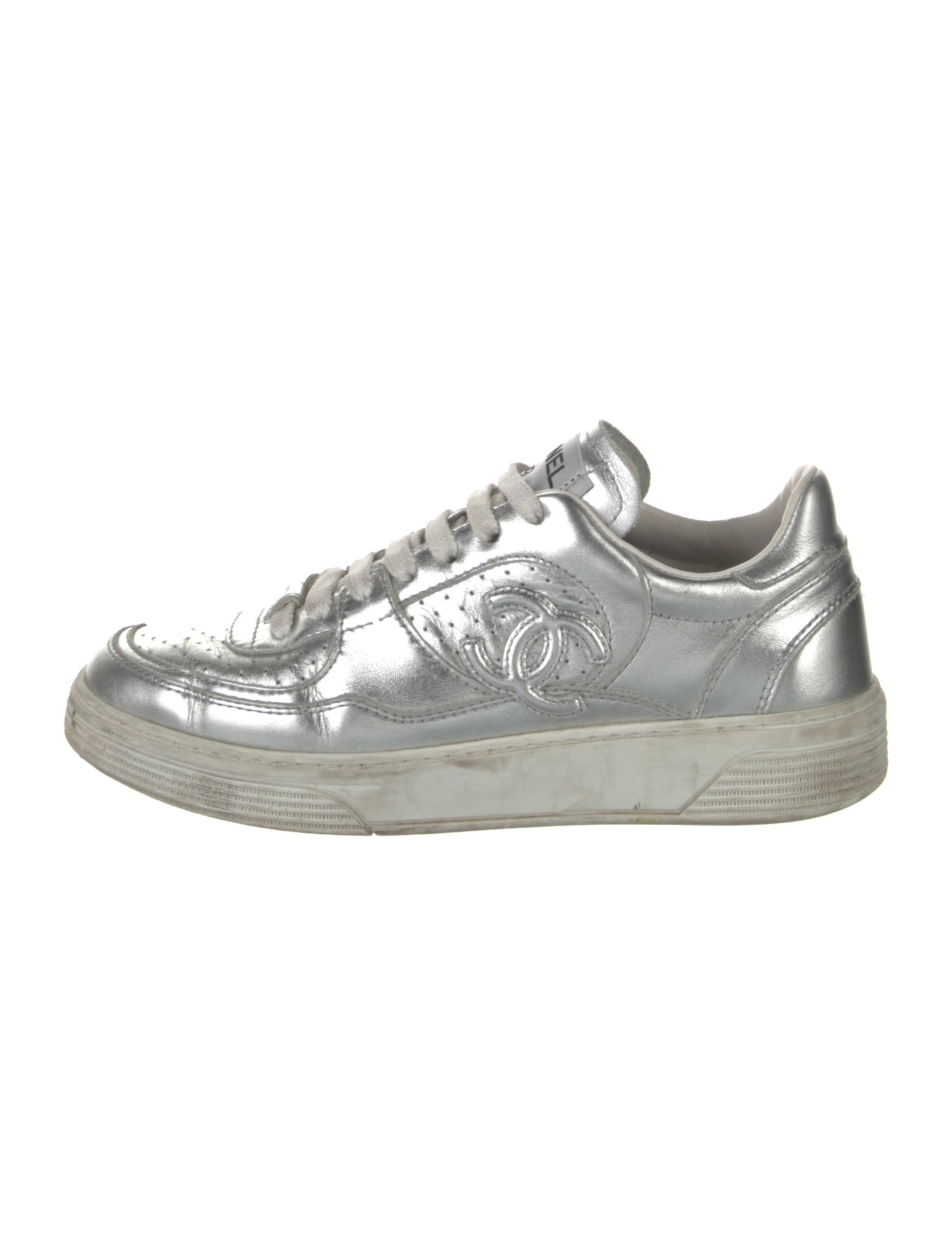 Chanel Interlocking CC Logo Leather Sneakers