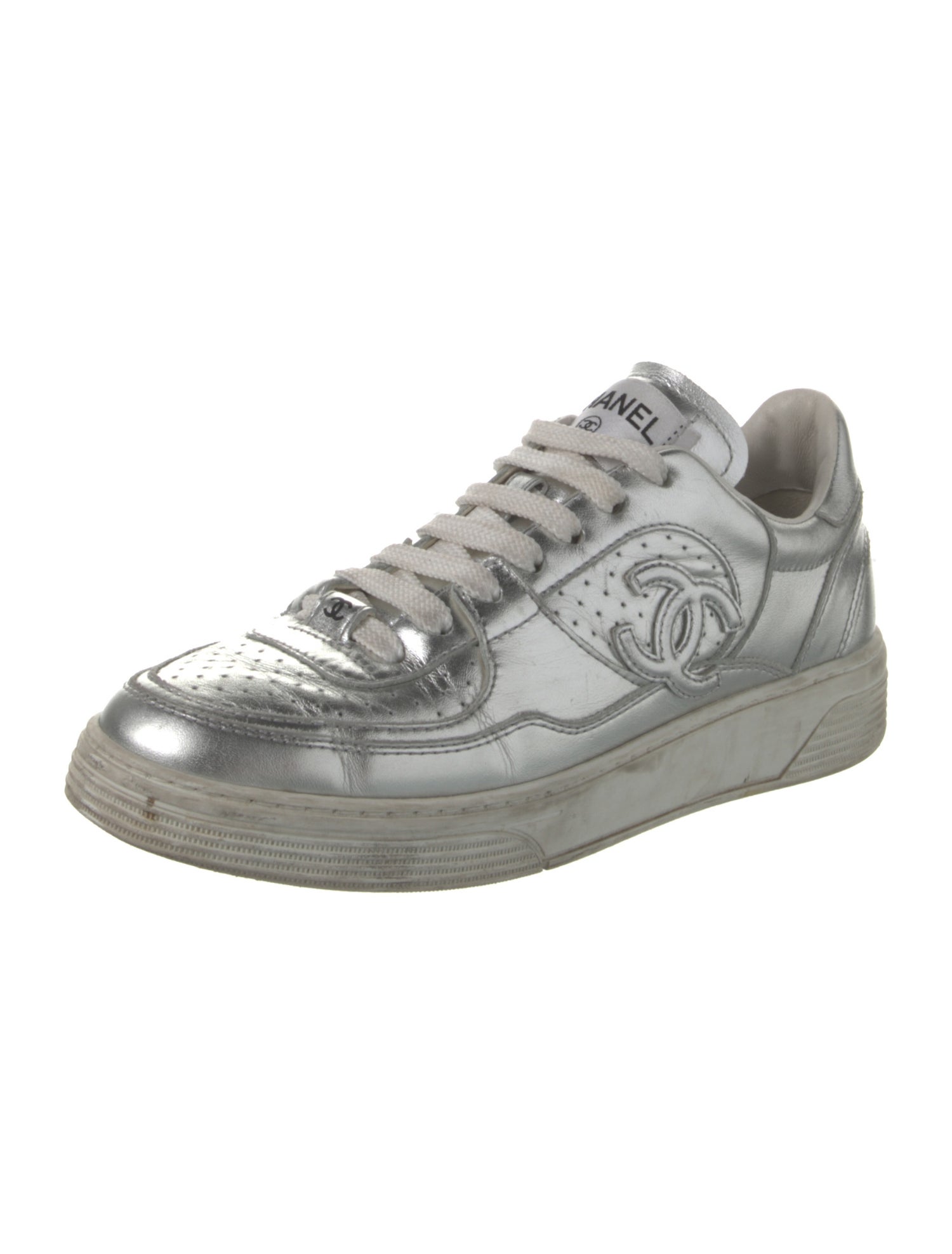 Chanel Interlocking CC Logo Leather Sneakers