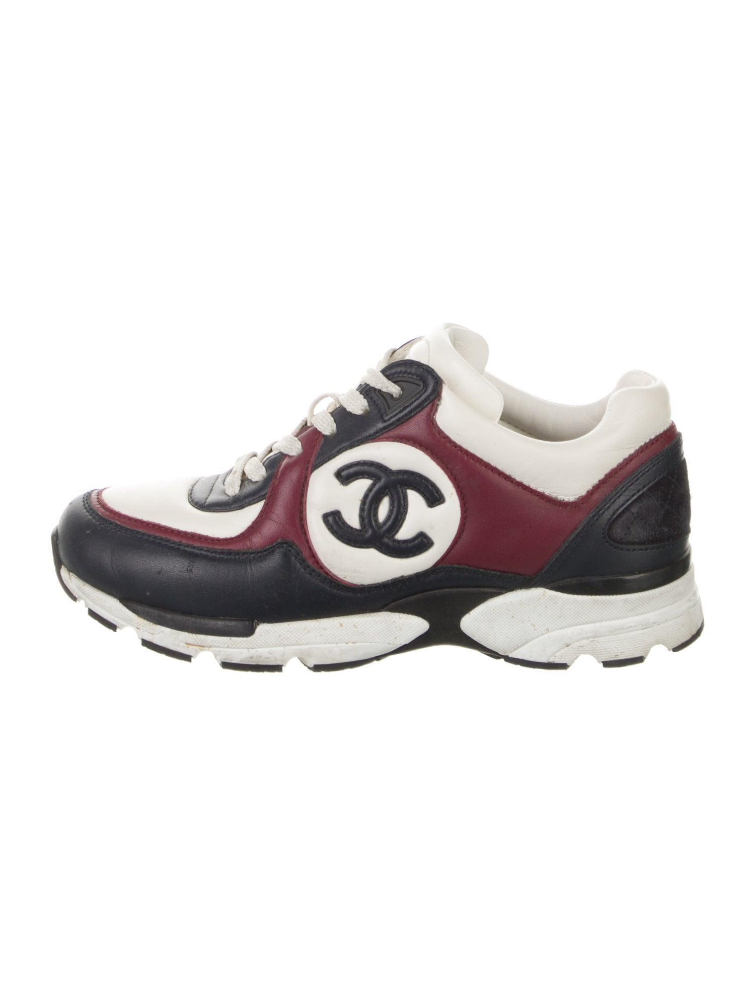 Chanel Interlocking CC Logo Leather Sneakers