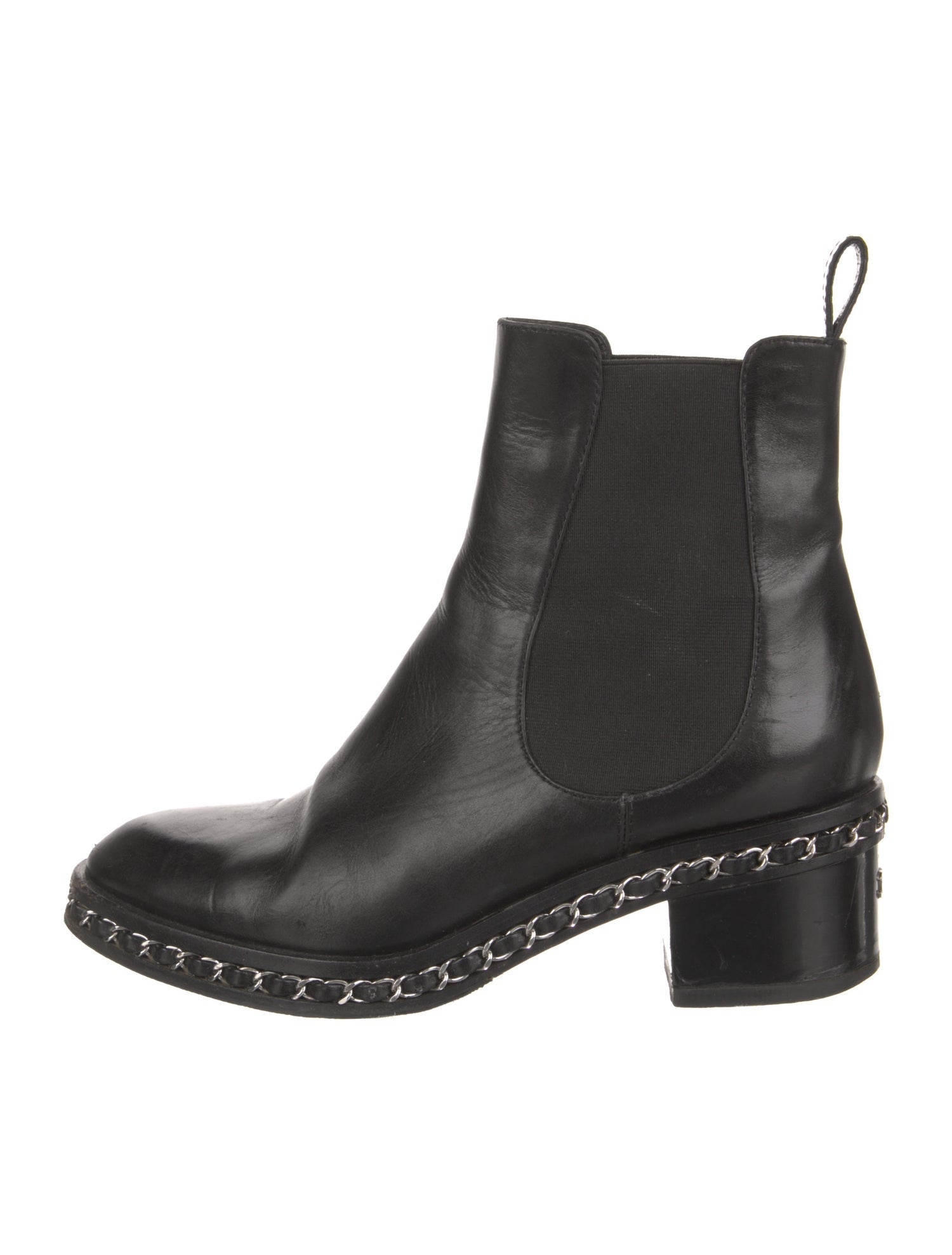 Chanel Interlocking CC Logo Leather Chelsea Boots