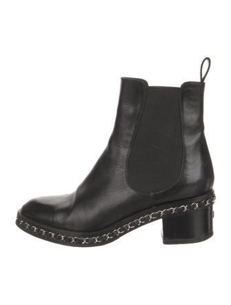 Chanel Interlocking CC Logo Leather Chelsea Boots