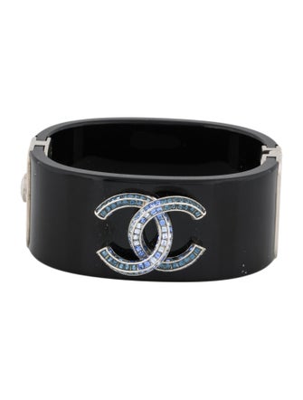 Chanel Strass & Resin CC Hinged Bangle
