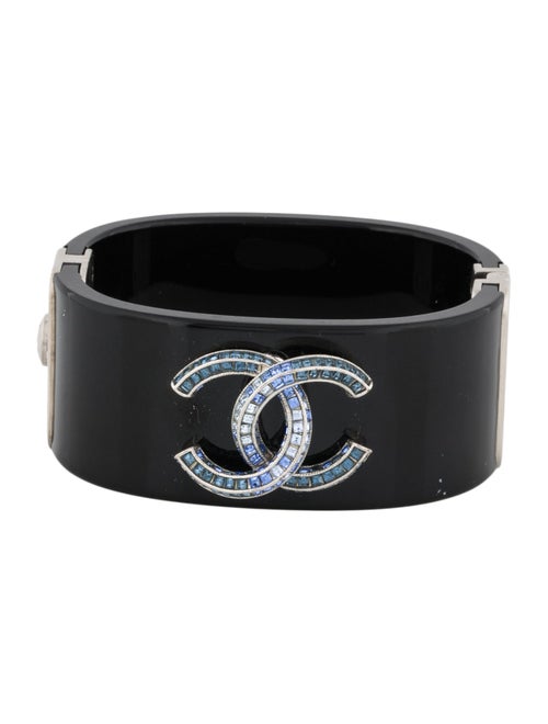 Chanel Strass & Resin CC Hinged Bangle