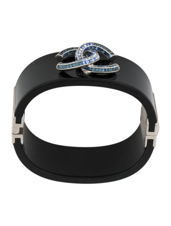 Chanel Strass & Resin CC Hinged Bangle