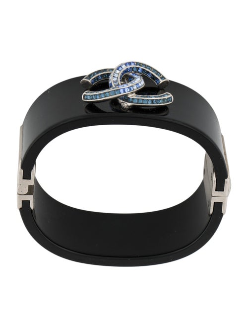 Chanel Strass & Resin CC Hinged Bangle