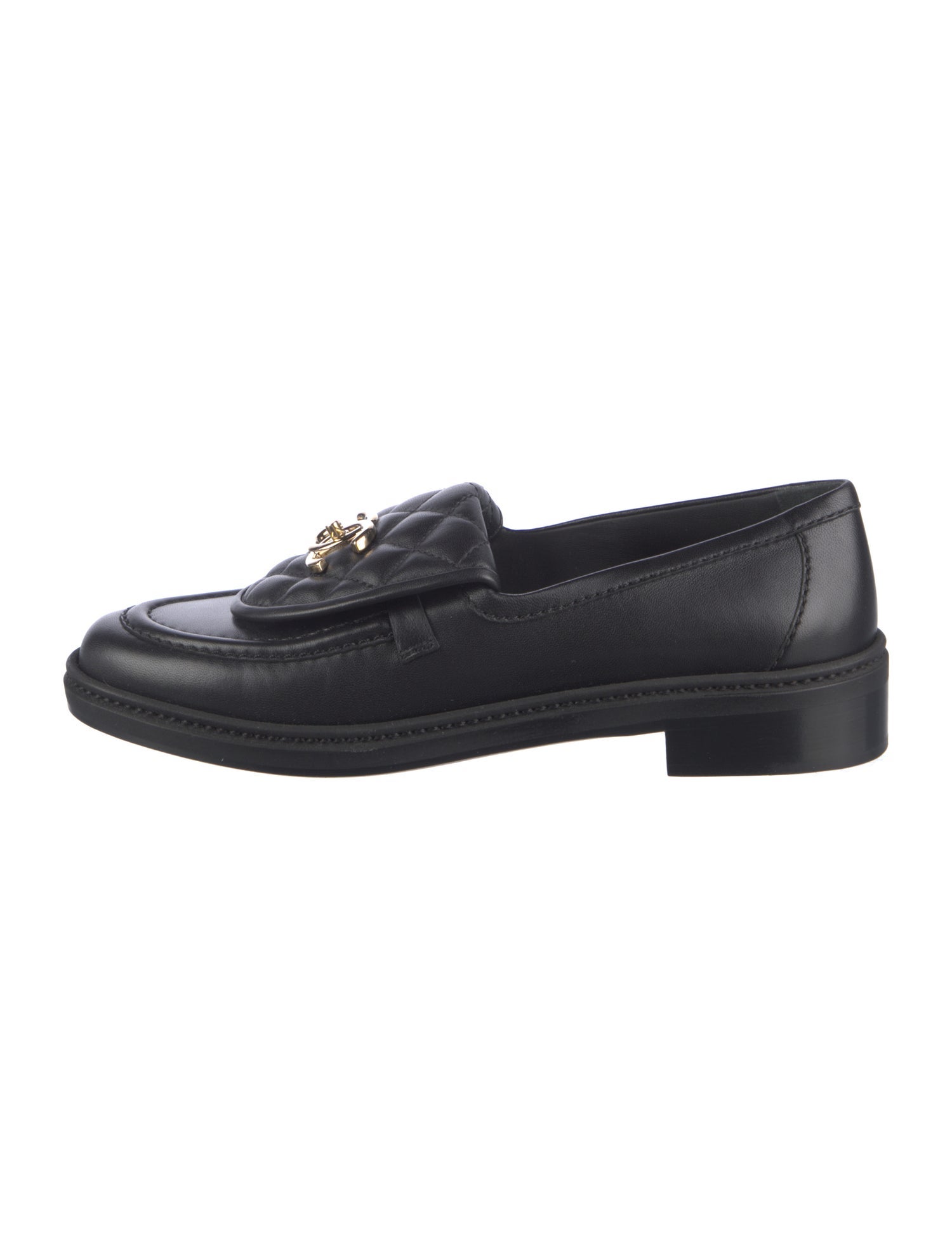 Chanel Interlocking CC Logo Leather Loafers