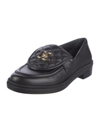 Chanel Interlocking CC Logo Leather Loafers
